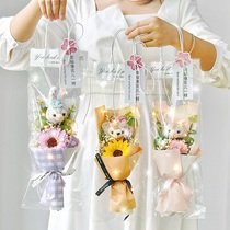 Doll dried flower bouquet natural babys breath rose soap birthday gift for girlfriend best friend teacher graduation gift