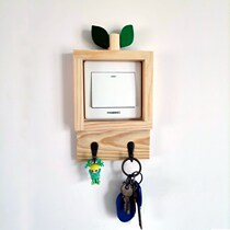 Cartoon Leaves Hook Switch Stick Fields Garden Wind Solid Wood Socket Decoration Patch Wall Stickup Children Room Cute Protective Sleeves