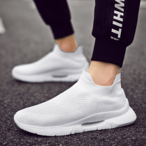 Summer Cricket Shoes Mens Shoes Men Casual Boomer Shoes Sloth Canvas Breathable Socks One Foot Pedal Small White Cloth Shoes White Shoes