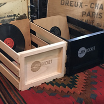 Solid Wood vintage 70 vinyl record storage box wooden box Black log player finishing box USA Arkrocket