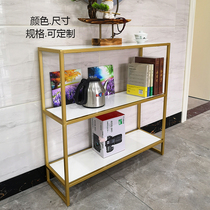 Custom Nordic light luxury multi-layer floor-to-ceiling solid wood kitchen entrance storage storage rack living room gold marble