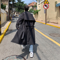 Mens windbreaker long spring and autumn Japanese retro cloak jacket Korean trend 2021 New lapel clothes