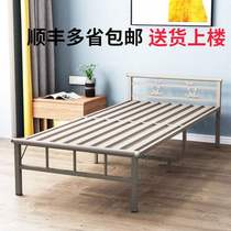 Steel wire bed foldable single home rental simple double iron office lunch break 1 2 meters portable escort