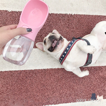 Grey Cream pet trendy brand Schnauzer bucket portable out kettle drinking fountain with water bottle