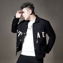 Noble spring and autumn new epitome line print lapel casual jacket mens trend loose and versatile mens coat