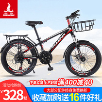 Phoenix childrens bicycle boy mountain bike variable speed double disc brake student girl shock absorption belt basket rear seat racing