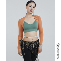 Gorgeous solo Spring and Autumn new belly dance practice clothes sexy modern dance body small waistband shirt suit women