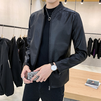 Hong Kong leather leather men Spring and Autumn Korean version of slim trend handsome Joker leather jacket mens motorcycle outside suit