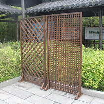 Outdoor carbonized mesh solid wood anticorrosive wood fence garden Wood mesh fence climbing vine wooden frame