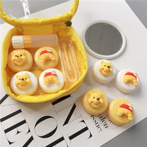 Cute cartoon bear contact lens box Creative mens and womens contact lens box multi-pair clip suction stick storage box