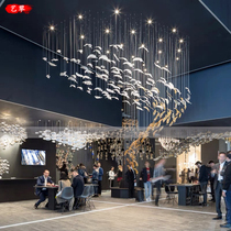 Hotel Lobby Sales Department Sand Pan District Hotel Restaurant Restaurant Glass Feather Shape Creation Lifting Non-standard Customization