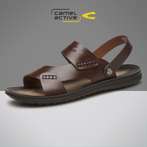German Camel Dynamic Mens Shoes Dad Cool Shoes Comfort Summer Genuine Leather Middle-aged Men Beach Shoes Casual Cool Slippers