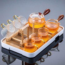 Hammer pattern glass tea set set Household living room tea maker Chinese side handle cooking Teapot Kung Fu tea cup small set drinking tea