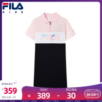 FILA FILA chilles childrens short-sleeved dress 2021 summer new girl sweet lapel POLO long skirt