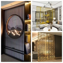 Rockery metal stainless steel hollow screen light luxury partition wall modern flower grid titanium hotel living room simple porch