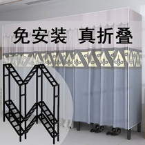 Installation-free wardrobe folding simple cloth wardrobe steel pipe reinforcement and durable fabric rental house hanging wardrobe storage