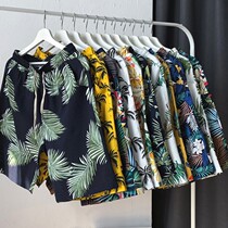 Hawaiian flower shorts mens loose size beach pants Ice Silk big pants Tide brand summer casual wear five-point pants