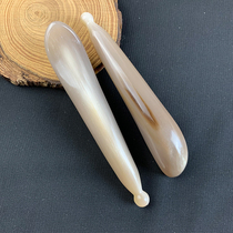 Natural old white buffalo horn plucked bar eye massage dredge Meridian facial beauty dial meridian point thumb