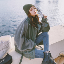 Leather jacket women 2021 autumn and winter New Joker fashion fashion short stitching imitation mink pu motorcycle jacket tide