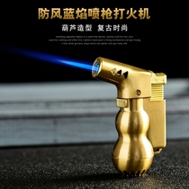 Personality creative moxibustion point incense cigar welding gun lighter metal spray gun straight flush windproof inflatable igniter