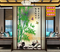 Kitchen living room partition art glass custom frosted transparent entrance screen partition porch background wall bamboo