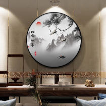 Chinese art glass screen partition custom background wall Entrance frosted double-sided engraving tempered double-sided effect circle