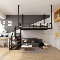 Nordic loft raised bed hanging bed multifunctional loft bed hanging wall bed simple single upper iron hammock