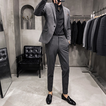  Casual suit mens suit Spring and autumn slim plus size Korean version of the trend mens small suit groom wedding dress xy