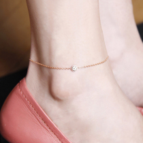Temperament simple 18K rose gold anklet single diamond anklet female thin chain accessories Korean fashion accessories do not fade