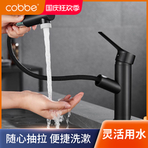 Cabe black basin faucet toilet hot and cold stainless steel washbasin faucet pull-out hand wash table