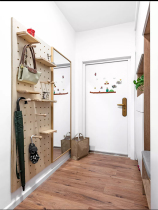 Nordic hole board wall shelf Solid wood wall Kitchen storage decoration Wall hanging living room jewelry free hole