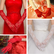 Bride Wedding Lace Red White Wedding Wedding Short Long Satin Gloves