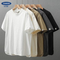 Dukeen American 300g heavy sleeve t shirt men summer bamboo cotton pure color shirt relaxed cotton blouse