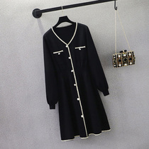 Large size womens autumn and winter 2021 new female fat sister light mature style fashion thin age temperament knitted dress