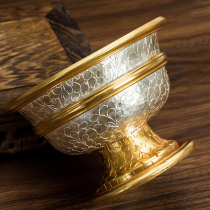 Ethnic supplies pure copper silver-plated water supply bowl exquisite carving home for Buddha holy water cup for Buddha bowl holy water Cup 7