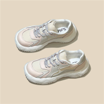 Heavy Weights New Push Design Sensation Small Crowdsourcing Lace Casual Thick Underside Bag Shoes Women Sneakers Pink Old Daddy Shoes
