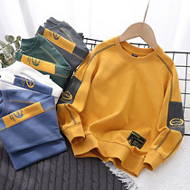 Childrens Spring and Autumn Round Neck Sweats Boy Cotton Tall Casual Top 2021 Autumn Mid-Tong Joker Pullover