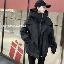 Ogoods Lianhood Jacket Jacket Woman Outdoor Submachine Clothing Fried Street Jacket Loose Mesh Red Large Dress Tide Tooling Little Guy