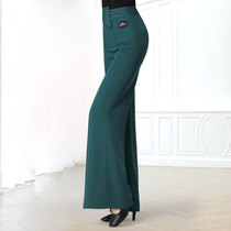 Latin pants womens high-waisted damboro dance dress national standard dance dark green dancing pants loose Latin dance bottoms dance pants