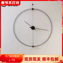 Wall clock modern home minimalist minimalist clock creative atmosphere wall hanging quartz clock net red light luxury silent living room watch
