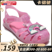 Crocs Card Loci Girls Shoes 2022 Summer Sneakers Solid Butterfly Knots Pink Sandals Children Beach Shoes