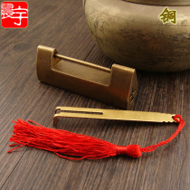 Glossy Chinese copper lock antique lock horizontal open padlock old small lock vintage plain plain copper ancient horizontal bolt lock