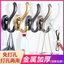 Metal Hanging Clothes Hook Shoes Cabinet Toilet Wall-mounted Wall Cloister Hook Into Door Wardrobe Hooks Genguan Single Free Punch