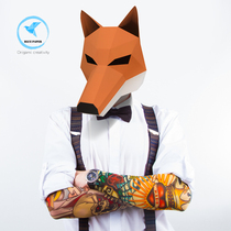 Fox mask Japanese full face diy paper mold cos gentleman style party three-dimensional origami book adult handmade tide