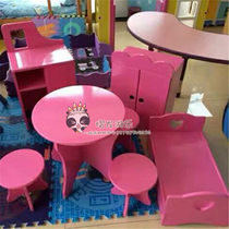 Wooden corner game accessories kindergarten House simulation childrens bed table and chair doll home small furniture girl