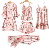 VIRRI CIAGA ~ such as milk mixed silky silk pajamas female spring and autumn thin five-piece sexy home wear