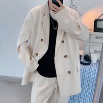 Korean boys wear a suit suit suit double-breasted suit light ripeness style high-grade fried street mens clothing with a set of tide