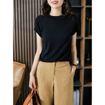Original silk T-shirt womens summer thin short-sleeved 2021 summer new Korean version of the t-shirt mulberry silk sweater black