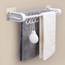 Double-bar towel rack non-perforated toilet towel rack adhesive hook bathroom rack toilet towel bar wall hanging rack