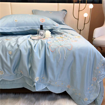Light and luxurious ice and summer cool quilted by four pieces of summer machine washout bed-tasting air conditioning by naked sleeping bikers quilted by a core